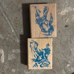 Wooden Stamps with Blue Angel Design